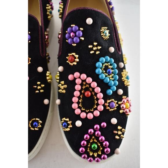 Christian Louboutin Boat Candy Flat Black Beaded Low Top Slip On Sneaker 36.5 - Picture 8 of 13